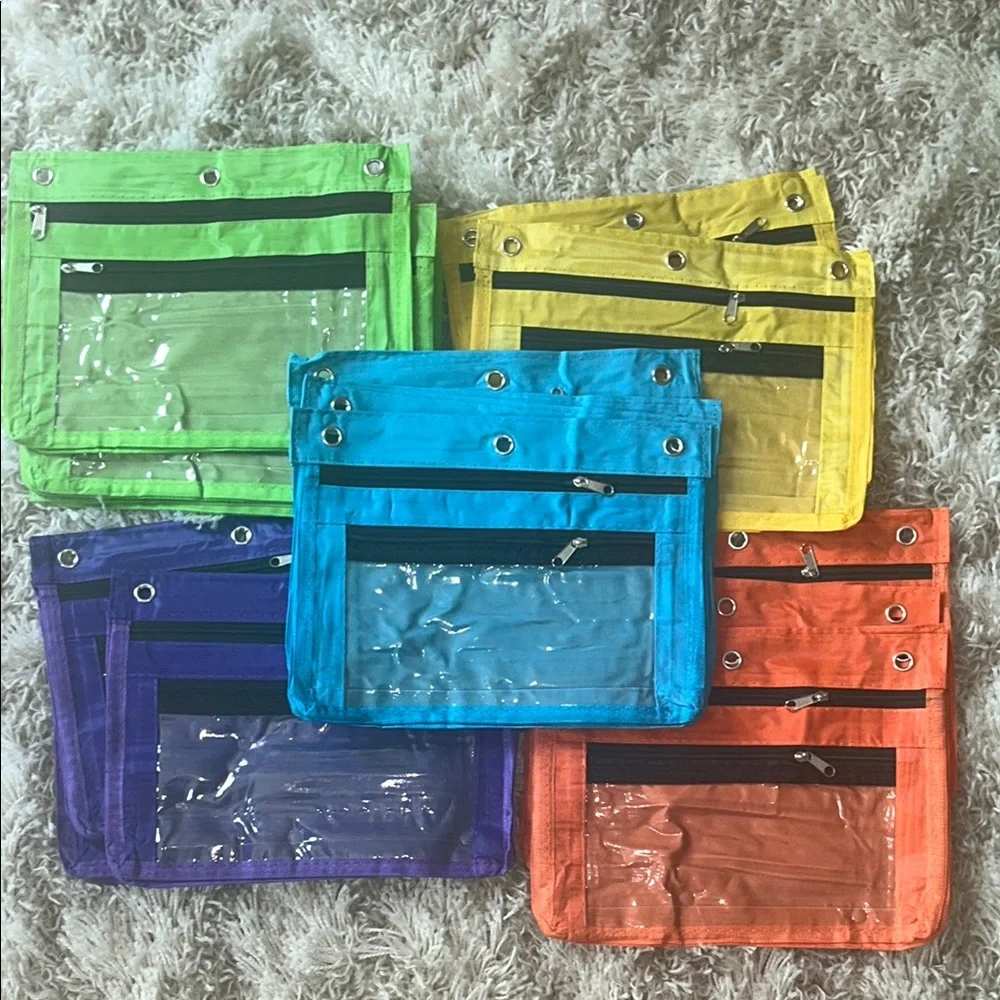 Colorful Transparent Zipper pencil Pouch Sets. 20 total pouches